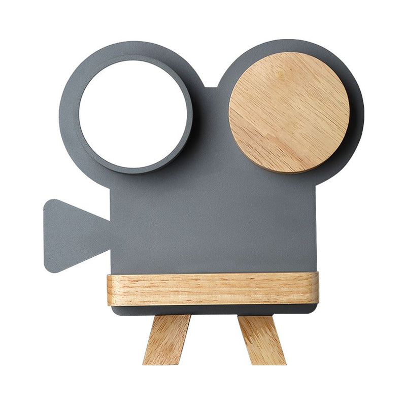 Rynx | Shooting camera wall lamp Nordic iron gray/white wood LED flush wall sconce with shelf function