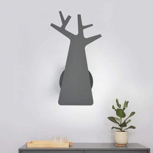 Rynx | Nordic Tree Silhouette Iron Wall Lamp 1 Main as Lighting Fixture in Green/White/Grey for Bedroom