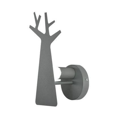 Rynx | Nordic Tree Silhouette Iron Wall Lamp 1 Main as Lighting Fixture in Green/White/Grey for Bedroom