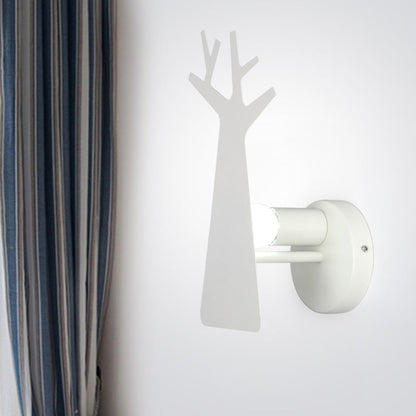 Rynx | Nordic Tree Silhouette Iron Wall Lamp 1 Main as Lighting Fixture in Green/White/Grey for Bedroom