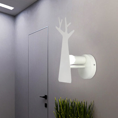 Rynx | Nordic Tree Silhouette Iron Wall Lamp 1 Main as Lighting Fixture in Green/White/Grey for Bedroom
