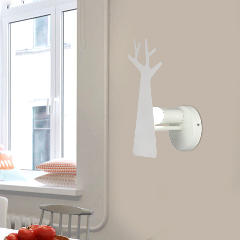 Rynx | Nordic Tree Silhouette Iron Wall Lamp 1 Main as Lighting Fixture in Green/White/Grey for Bedroom