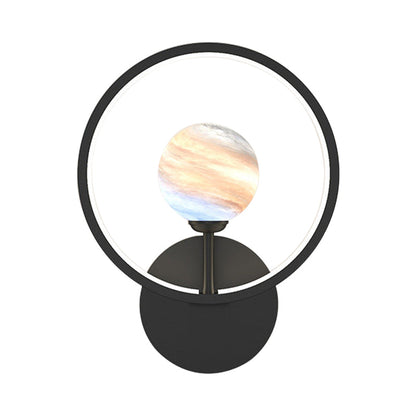 Rynx | Gradient Glass Globe Wall Lighting Ideas Modern LED Wall Lamp Fixture with Ring Protection in Black/Pink/White