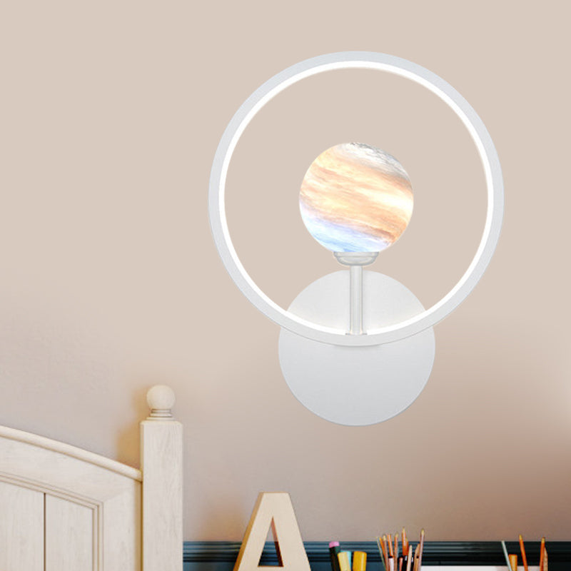 Rynx | Gradient Glass Globe Wall Lighting Ideas Modern LED Wall Lamp Fixture with Ring Protection in Black/Pink/White