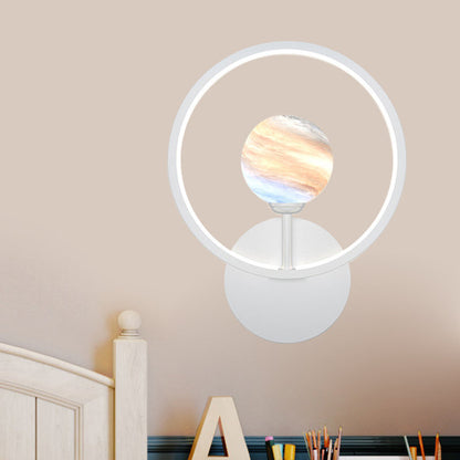Rynx | Gradient Glass Globe Wall Lighting Ideas Modern LED Wall Lamp Fixture with Ring Protection in Black/Pink/White