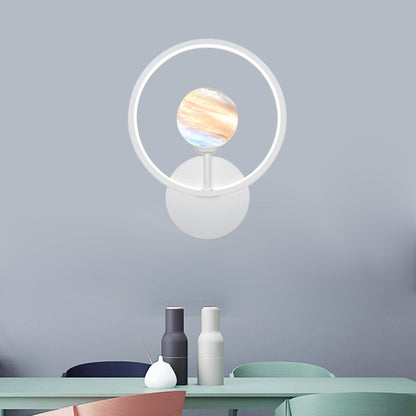 Rynx | Gradient Glass Globe Wall Lighting Ideas Modern LED Wall Lamp Fixture with Ring Protection in Black/Pink/White