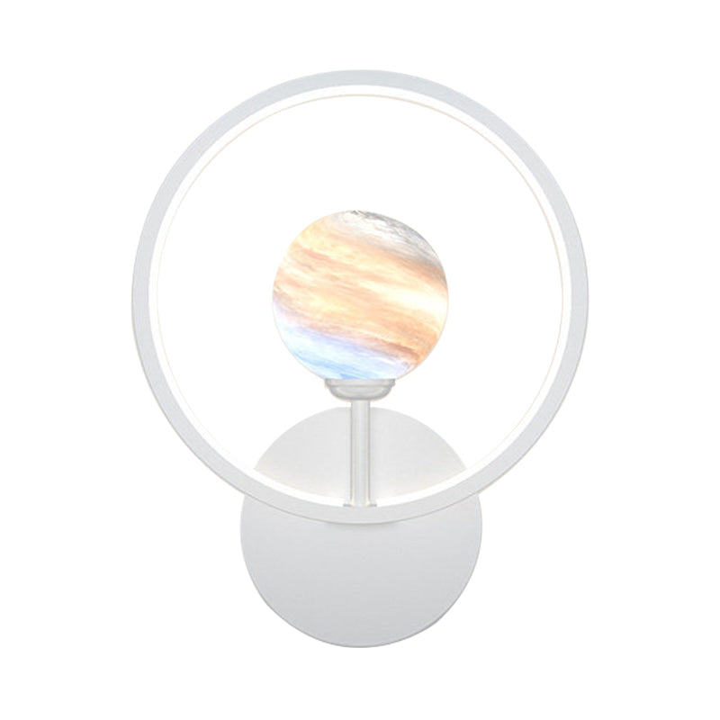 Rynx | Gradient Glass Globe Wall Lighting Ideas Modern LED Wall Lamp Fixture with Ring Protection in Black/Pink/White