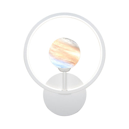 Rynx | Gradient Glass Globe Wall Lighting Ideas Modern LED Wall Lamp Fixture with Ring Protection in Black/Pink/White