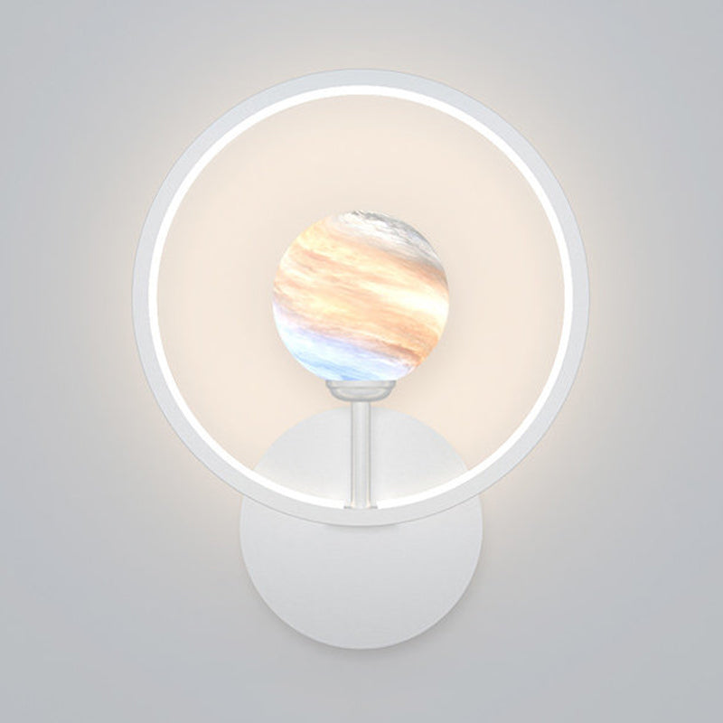 Rynx | Gradient Glass Globe Wall Lighting Ideas Modern LED Wall Lamp Fixture with Ring Protection in Black/Pink/White