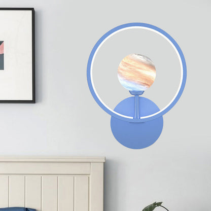 Rynx | Gradient Glass Globe Wall Lighting Ideas Modern LED Wall Lamp Fixture with Ring Protection in Black/Pink/White