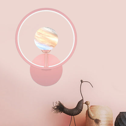 Rynx | Gradient Glass Globe Wall Lighting Ideas Modern LED Wall Lamp Fixture with Ring Protection in Black/Pink/White