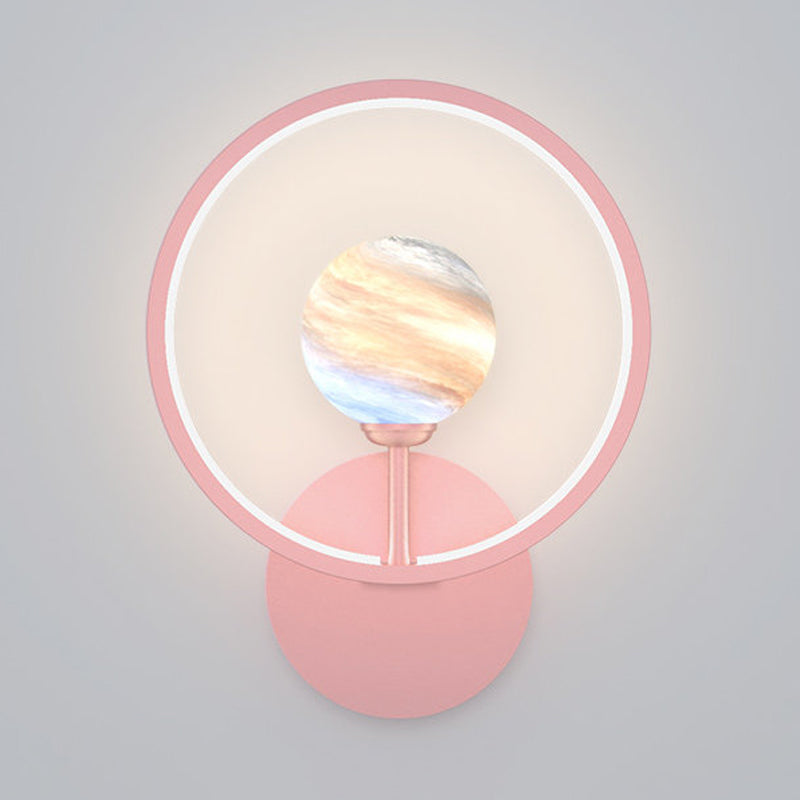 Rynx | Gradient Glass Globe Wall Lighting Ideas Modern LED Wall Lamp Fixture with Ring Protection in Black/Pink/White