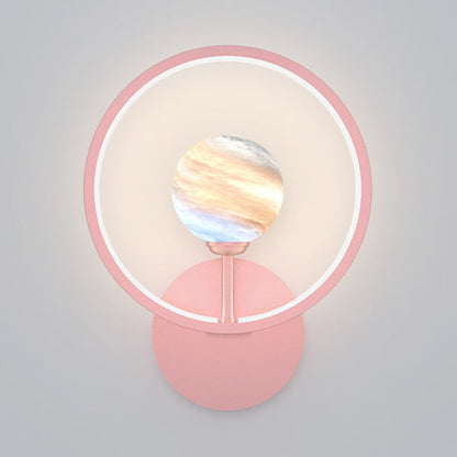 Rynx | Gradient Glass Globe Wall Lighting Ideas Modern LED Wall Lamp Fixture with Ring Protection in Black/Pink/White