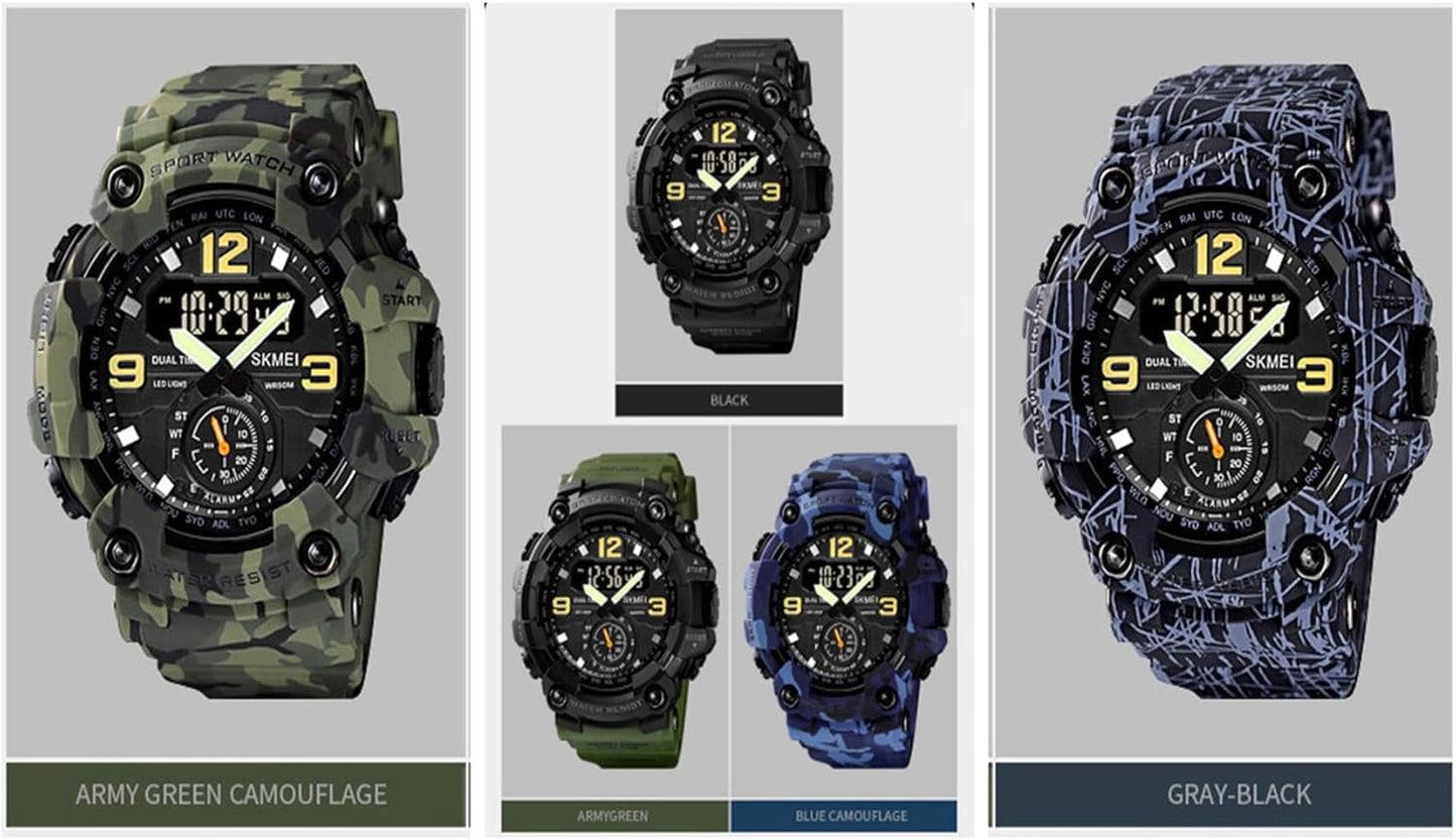 Rynx | Men's multifunctional large face sports watch, waterproof shockproof camouflage series