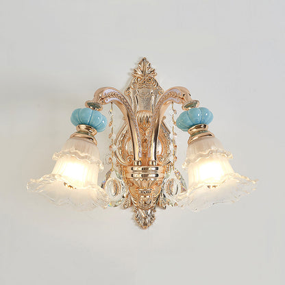 Rynx | 1/2-head hanging flower wall light Retro Gold Opal Matt glass wall-mounted device