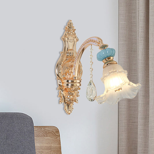 Rynx | 1/2-head hanging flower wall light Retro Gold Opal Matt glass wall-mounted device