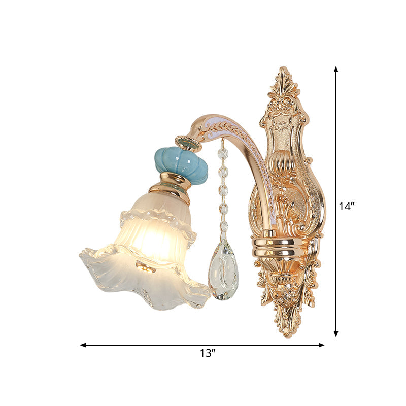 Rynx | 1/2-head hanging flower wall light Retro Gold Opal Matt glass wall-mounted device