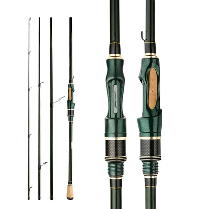 Rynx | Portable carbon fishing rod 1.8m/2.1m/2.4m | 4-5 section travel spinning rod
