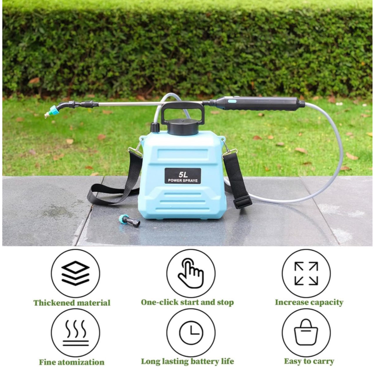Rynx | Electric Garden Sprayer Battery Operated Automatic Garden Plant Misting Device Rechargeable 5L