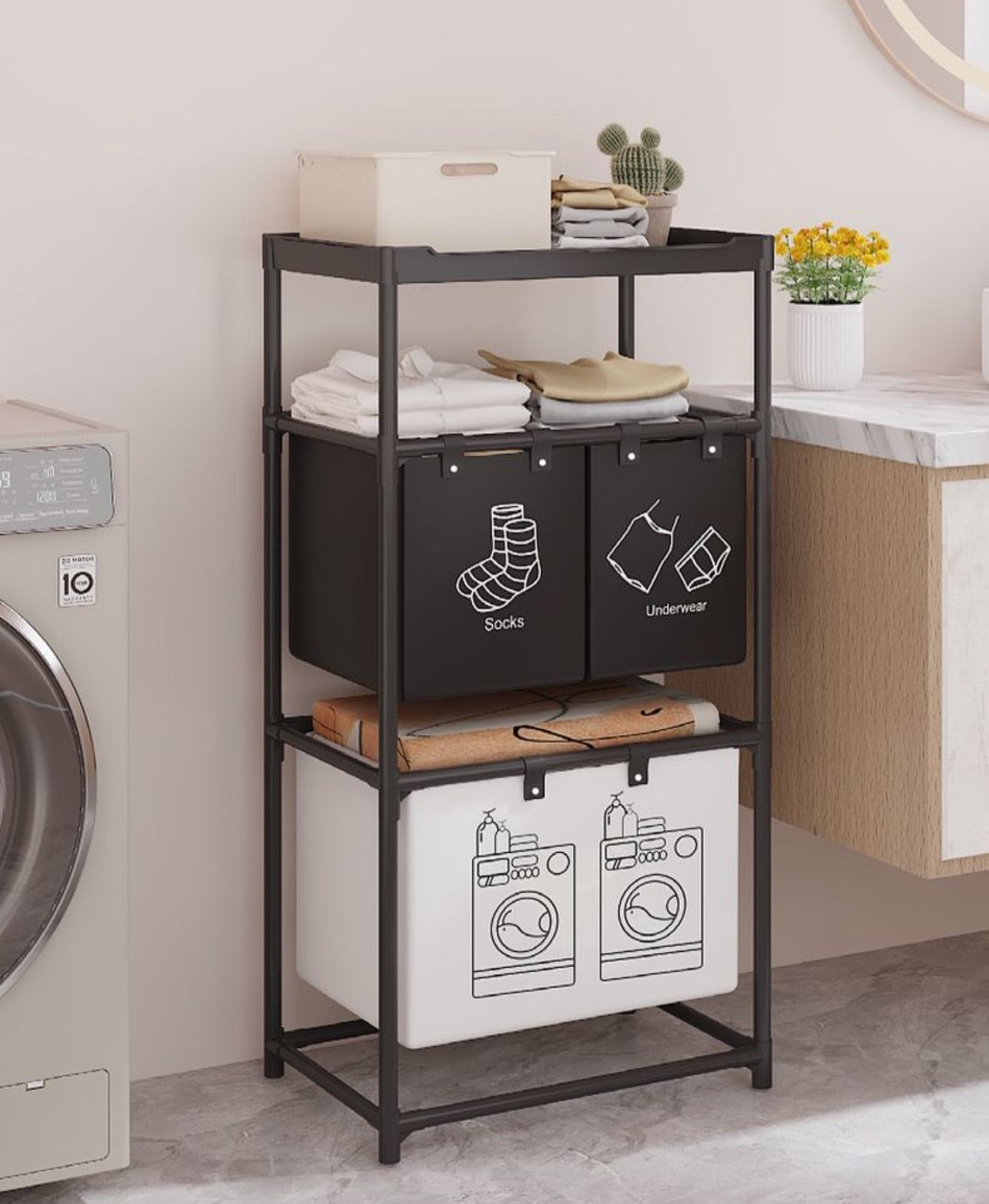 Rynx | Collapsible Multi-Compartment Laundry Basket