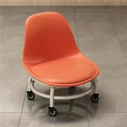 Rynx | Low Stool Ottoman, Weight Capacity Children's Stool, Backrest, Small, Living Room Ottoman, Low Chair, Small, Nappa Leather Fabric, Thick, Waterproof, Quiet Wheels, 360 Degrees