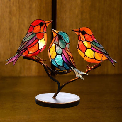 Rynx | VöGel On Branches Colored Acrylic Ornaments, Double-Sided Multicolored Style
