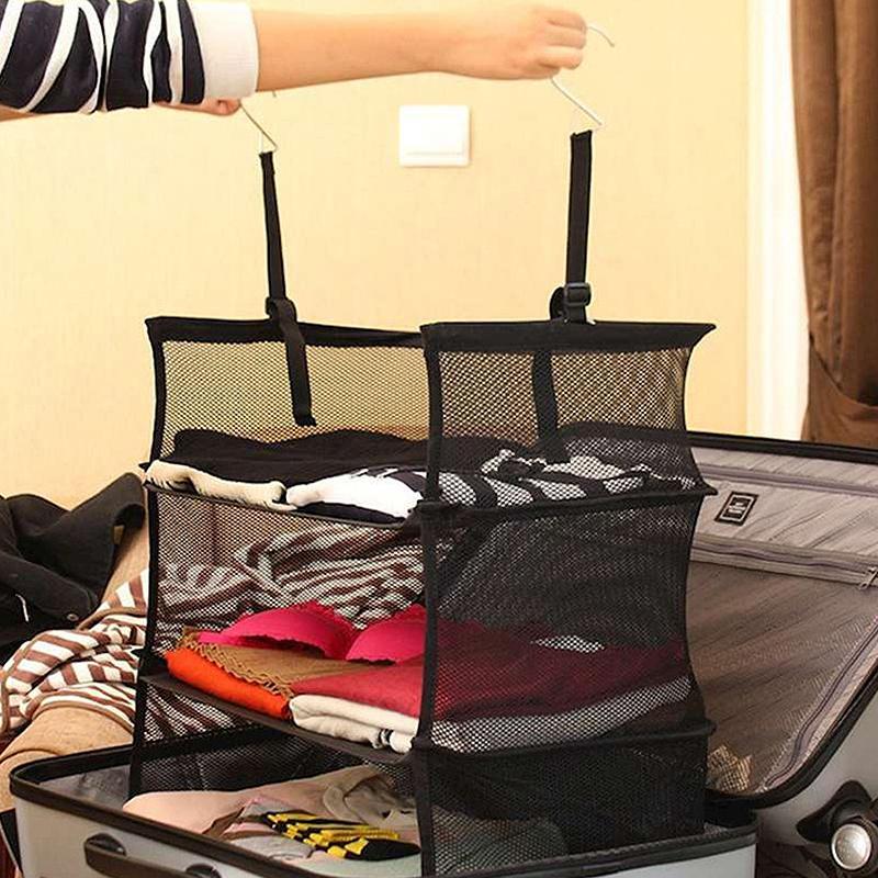 Rynx | 3-Layers Foldable Shelf Bag Multifunctional Thick Hook Travel Wardrobe Bag Storage Shelves