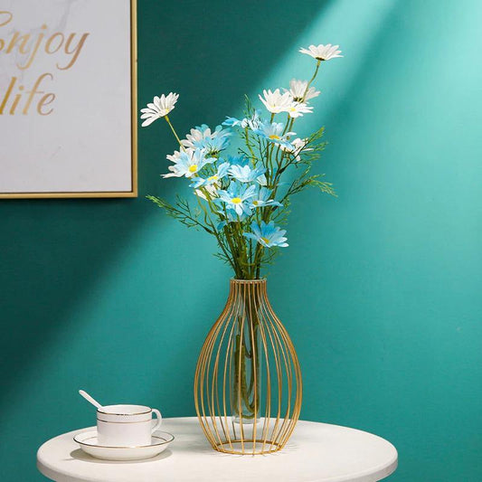 Rynx | FloraFrame Geometric Iron Vase with Glass Tube | Minimalist Design | Modern Decor for Home and Office
