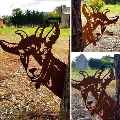 Rynx | Outdoor Garden Farm Spy Goat Metal Artwork Indoor Decor