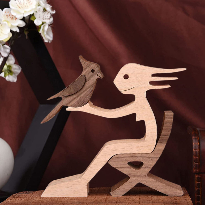 Rynx | Gift for Animal Lovers - Wooden Sculpture Table Ornaments - The Love Between You and Your Furry Friend