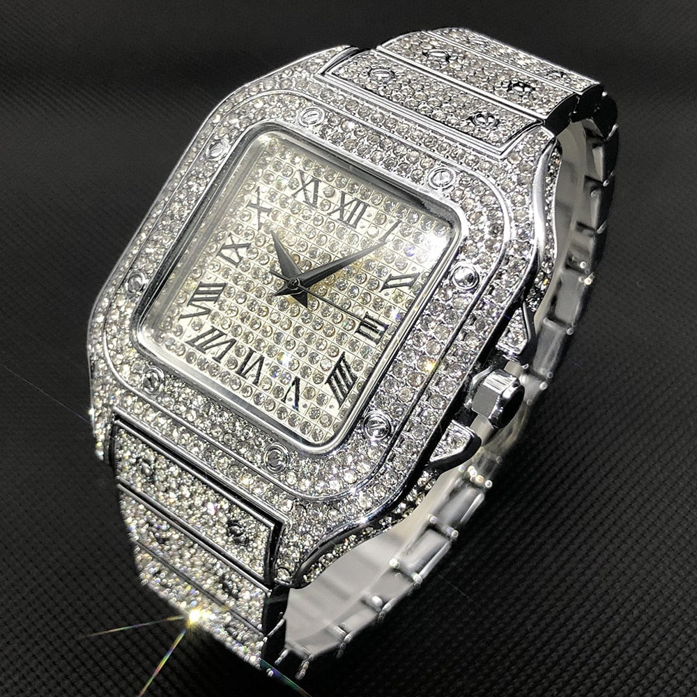 RYNX | Missfox Ice Out Square Watch For Men