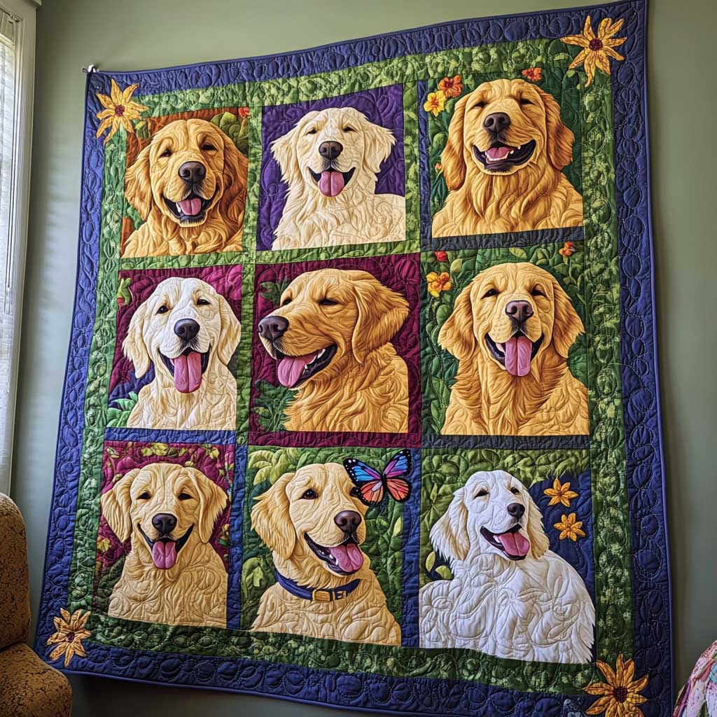 Rynx | Playful Golden Retriever Quilt
