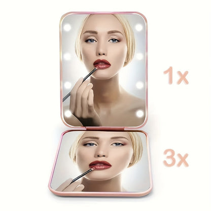 Rynx | Pocket Mirror with LED Light – 1X/3X Magnification, Compact Travel Makeup Mirror, Folding, Handheld, Portable Purse Mirror, Small Lighted Mirror for Gifts