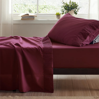 Rynx | 4 Piece Luxurious Microfiber Sheet Set – 14" Deep Pocket, Pinch Pleat Design, Shrink and Fade Resistant, Soft and Comfortable Bedding with Pillowcase, Flat and Fitted Sheets, All-Season Dorm Bedding