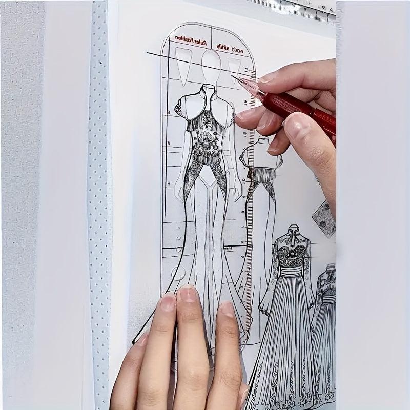 Rynx | Fashion Sketching Acrylic Ruler and Design Template for Tailoring Excellence