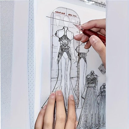 Rynx | Fashion Sketching Acrylic Ruler and Design Template for Tailoring Excellence