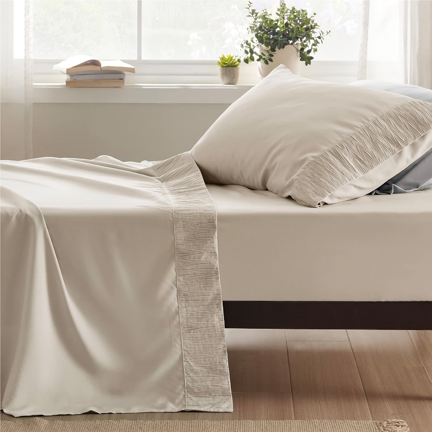 Rynx | 4 Piece Luxurious Microfiber Sheet Set – 14" Deep Pocket, Pinch Pleat Design, Shrink and Fade Resistant, Soft and Comfortable Bedding with Pillowcase, Flat and Fitted Sheets, All-Season Dorm Bedding