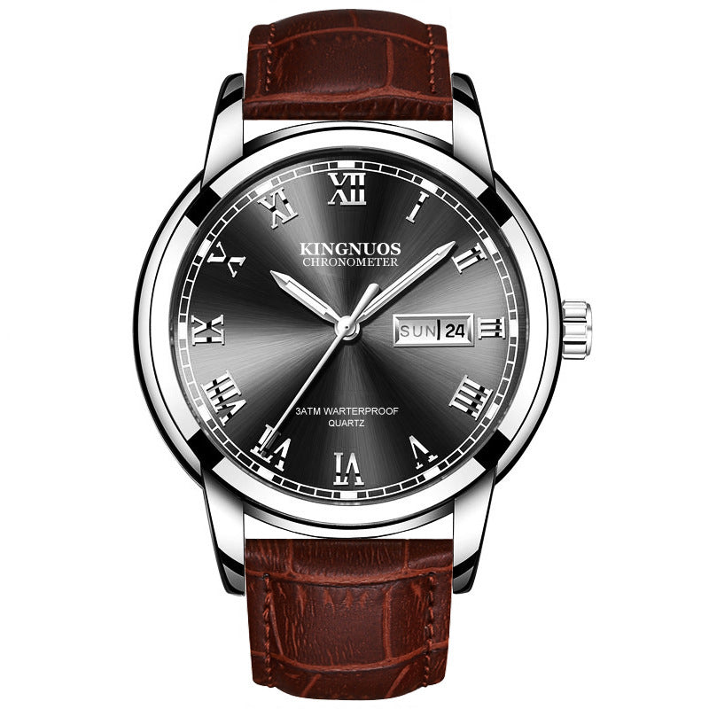Rynx | Transnational Hot Double Calendar Steel Belt Watch Business Non-mechanical