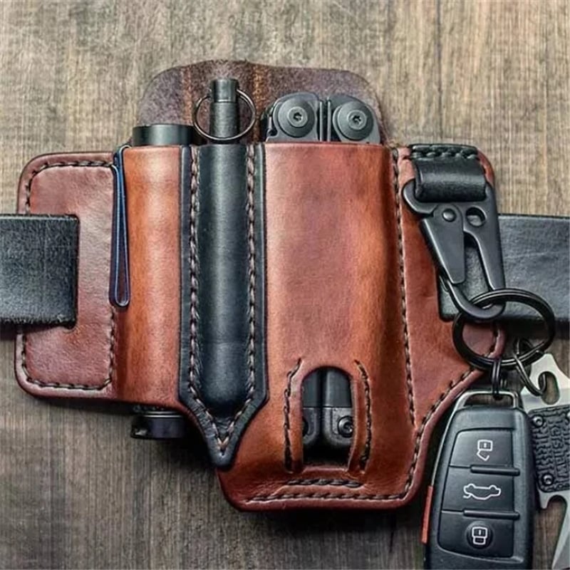 Rynx | Cowhide Multitool Belt Pouch — Sturdy Holder for Tactical Equipment Dark brown Black leather