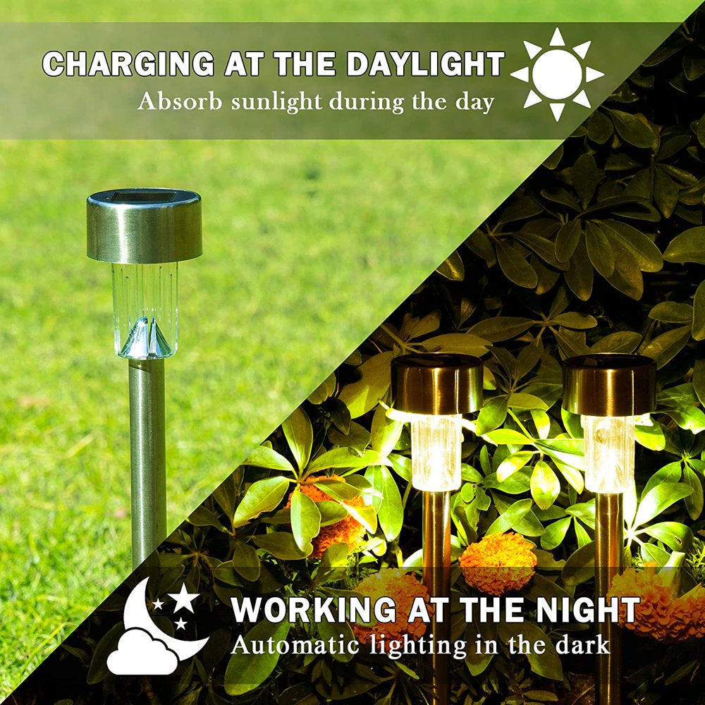Rynx | Stainless Steel Outdoor Solar Light for Path - Waterproof, LED Landscape Lighting Solar Powered Lights Solar Garden Lights for Walkways Patio Garden