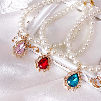 Rynx | Adjustable Pearl Pet Collar with Rhinestone Charm for Cats and Dogs