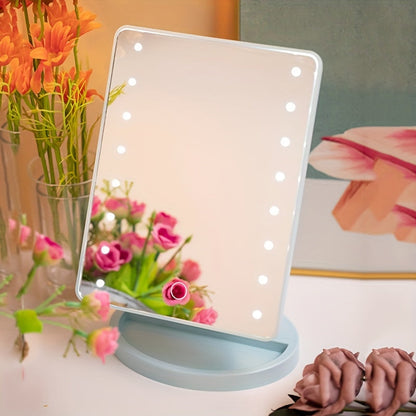 Rynx | 16 LED Lighted Makeup Mirror – Touch Screen Vanity Mirror, Battery and USB Powered, Adjustable Brightness, Portable Desktop Mirror for Dormitory and Bedroom ( Not Rechargeable )