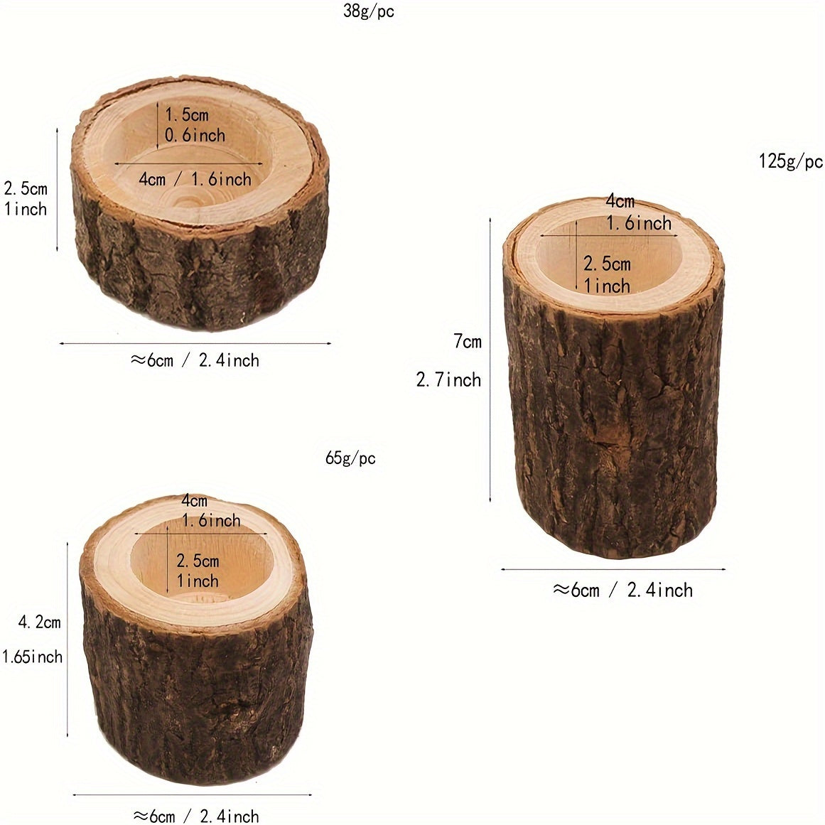 Rynx | 3-piece Set in Wood Candle Holders - 2.5 + 4.2 + 7cm