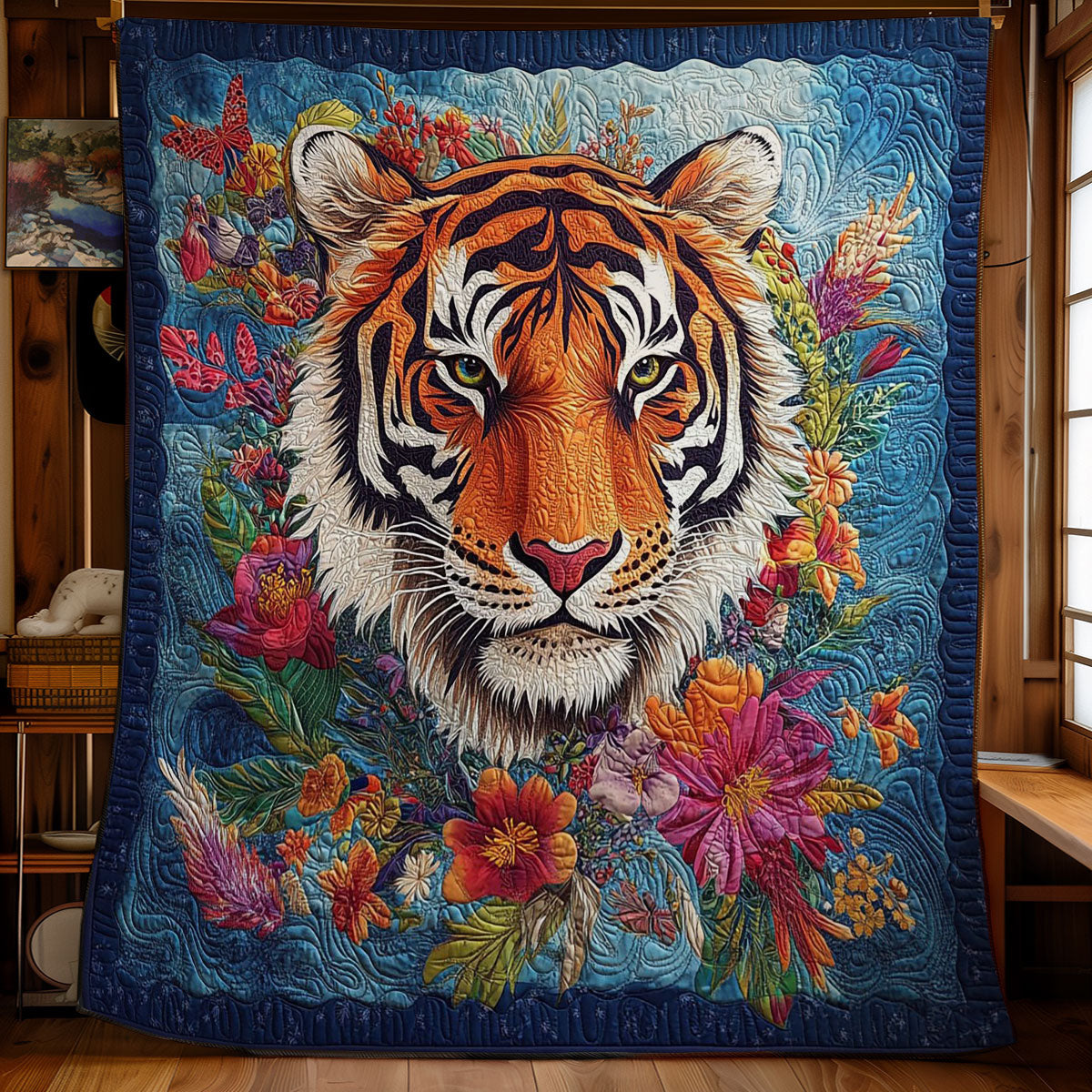 Rynx | Tiger Portrait In Flower Quilt
