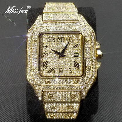 RYNX | Missfox Ice Out Square Watch For Men