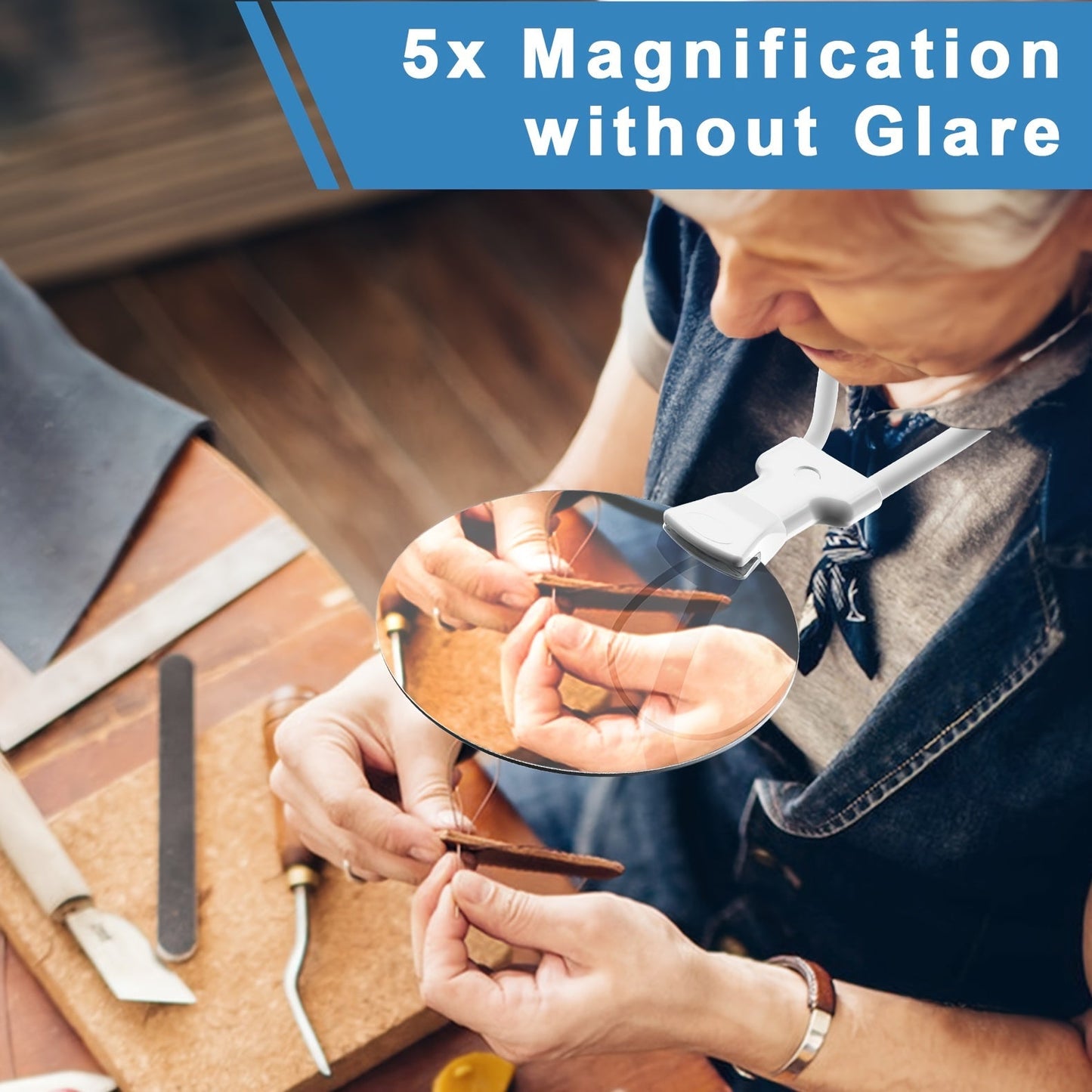 Rynx | 5X Magnifying Glass Pro – Hands-Free Adjustable Neckwear Magnifier for Seniors and Low Vision – Perfect for Reading, Sewing, Crafting, and Inspection