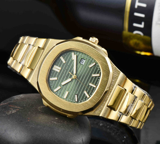 Rynx | Three-hand quartz seconds go date steel strap watch