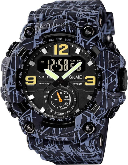 Rynx | Men's multifunctional large face sports watch, waterproof shockproof camouflage series
