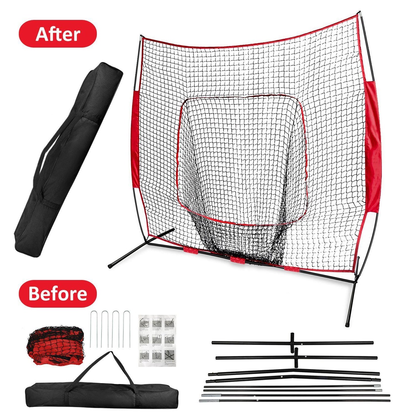 Rynx | 7x7ft Training Net with Arc Frame Carry Bag for Solo Team Training