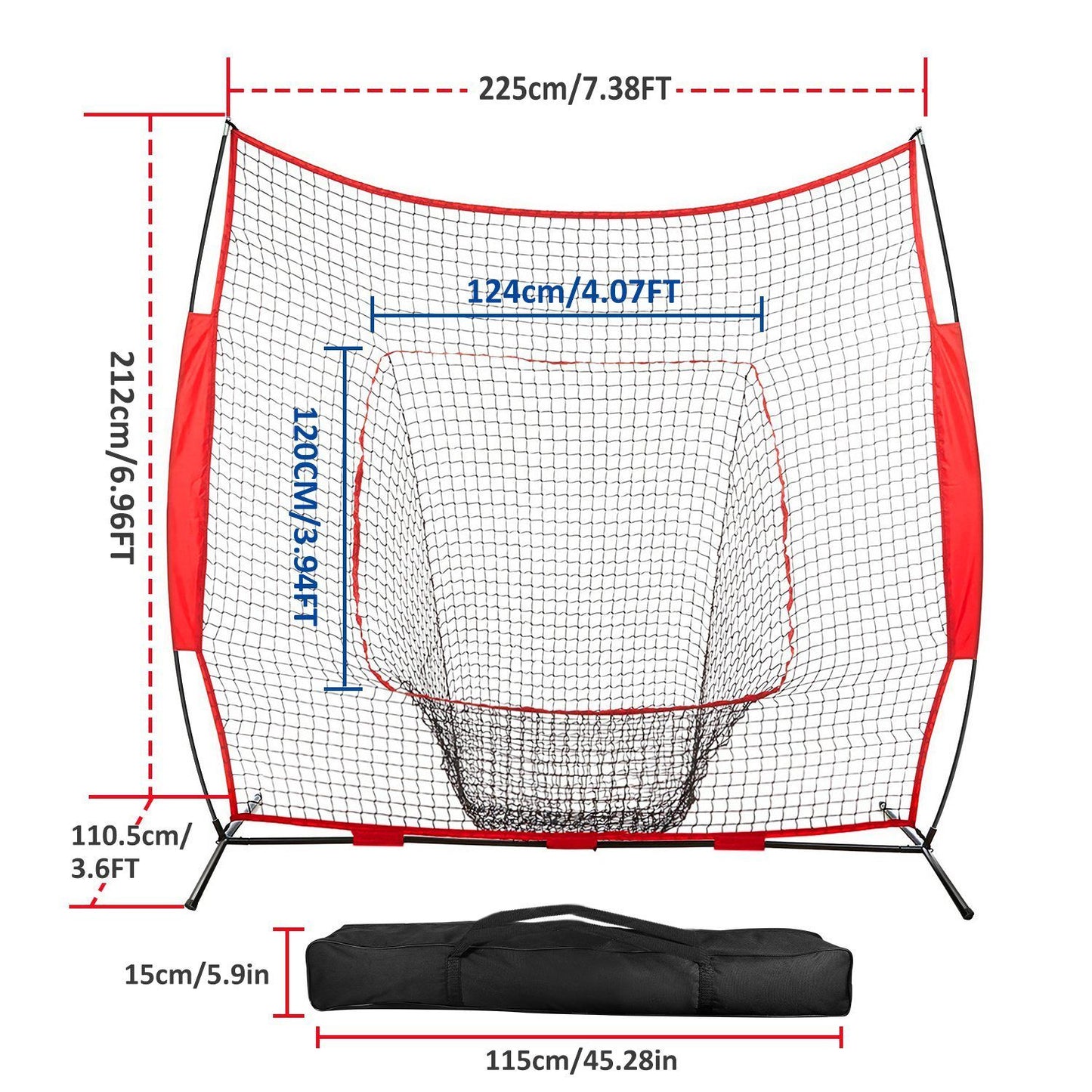 Rynx | 7x7ft Training Net with Arc Frame Carry Bag for Solo Team Training